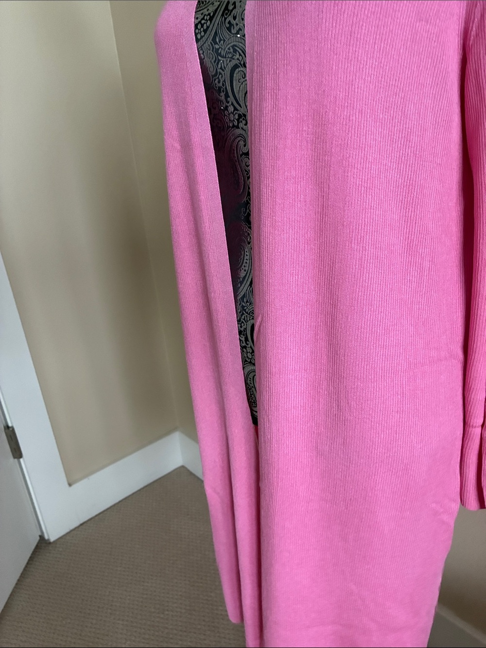 NWOT! Lafayette 148 New York Pink Open-Front Long Silk Cardigan Size Medium - Picture 4 of 7